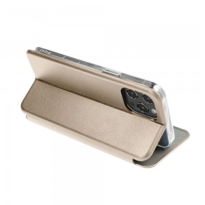 Husă iPhone 16 Plus Elegance Book Piele Premium Tip Carte cu Slot Card - Auriu