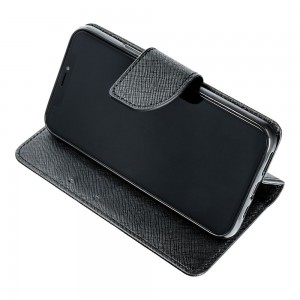 Husă Motorola Moto G55 Fancy Book Tip Carte cu Magnet și 2 Sloturi Card + Buzunar - Negru