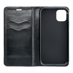 Husă iPhone X / XS Magnet Case tip carte, piele ecologică, Negru