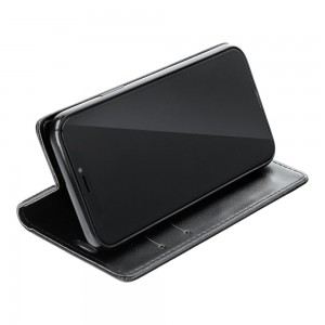 Husă iPhone X / XS Magnet Case tip carte, piele ecologică, Negru