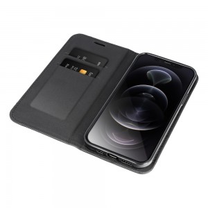 Husă iPhone 12 mini Prestige Book tip carte, piele ecologică, Negru
