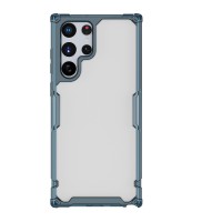 Husă Samsung Galaxy S22 Ultra Nillkin Nature TPU Pro Transparentă, ramă albastră