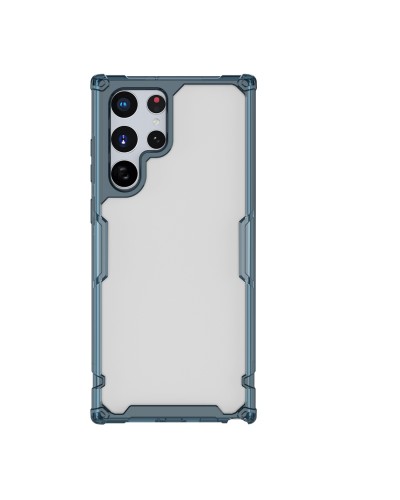 Husă Samsung Galaxy S22 Ultra Nillkin Nature TPU Pro Transparentă, ramă albastră