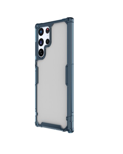 Husă Samsung Galaxy S22 Ultra Nillkin Nature TPU Pro Transparentă, ramă albastră