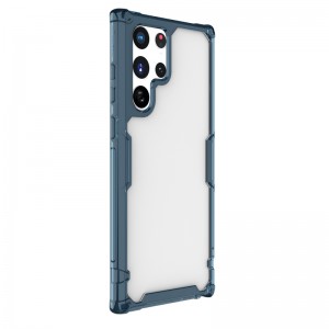 Husă Samsung Galaxy S22 Ultra Nillkin Nature TPU Pro Transparentă, ramă albastră