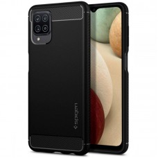 Husa Antisoc Samsung Galaxy A12 SPIGEN Rugged Armor - Negru