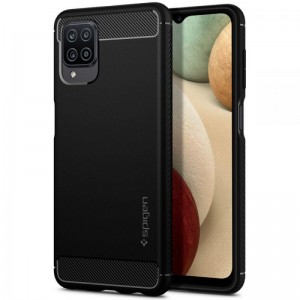 Husa Antisoc Samsung Galaxy A12 SPIGEN Rugged Armor - Negru