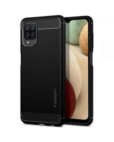 Husa Antisoc Samsung Galaxy A12 SPIGEN Rugged Armor - Negru