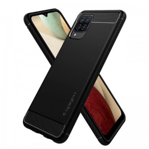 Husa Antisoc Samsung Galaxy A12 SPIGEN Rugged Armor - Negru
