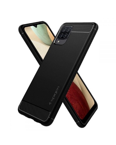 Husa Antisoc Samsung Galaxy A12 SPIGEN Rugged Armor - Negru