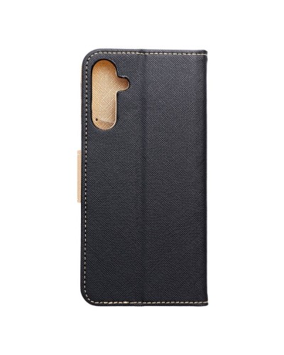 Husă Samsung Galaxy A15 Fancy Book Tip Carte cu Magnet și 2 Sloturi Card + Buzunar - Negru