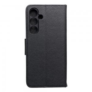 Husă Samsung Galaxy S24 FE Fancy Book Tip Carte cu Magnet și 2 Sloturi Card + Buzunar - Negru