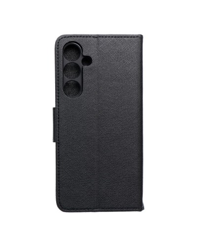 Husă Samsung Galaxy S24 FE Fancy Book Tip Carte cu Magnet și 2 Sloturi Card + Buzunar - Negru
