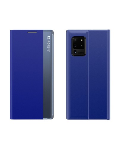 Husă Tip Carte Samsung Galaxy A02s Smart Fiber Case cu Textură Carbon, Slot Card și Stand - Albastru