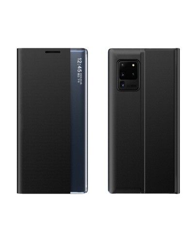 Husă Tip Carte Samsung Galaxy A02s Smart Fiber Case cu Textură Carbon, Slot Card și Stand - Negru