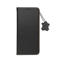 Husă Piele Naturală Samsung Galaxy A23 5G MANGUSTA Leather Book PRO, Tip Carte cu Stand și Slot Card - Negru