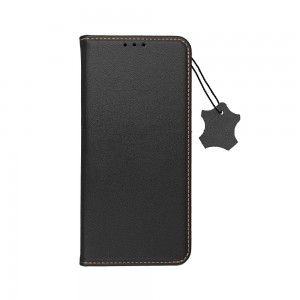 Husă Piele Naturală Samsung Galaxy A23 5G MANGUSTA Leather Book PRO, Tip Carte cu Stand și Slot Card - Negru