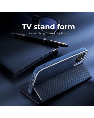 Husă Samsung Galaxy Note 20 Ultra Forcell Luna Book tip carte, ramă metalică, Albastru Husă Samsung Galaxy Note 20 Ultra Forcell Luna Book tip carte, ramă metalică, Albastru