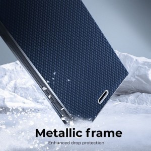 Husă Samsung Galaxy Note 20 Ultra Forcell Luna Book tip carte, ramă metalică, Albastru