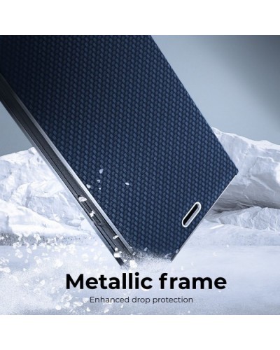Husă Samsung Galaxy Note 20 Ultra Forcell Luna Book tip carte, ramă metalică, Albastru Husă Samsung Galaxy Note 20 Ultra Forcell Luna Book tip carte, ramă metalică, Albastru