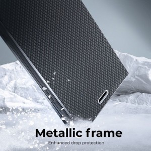 Husă Samsung Galaxy Note 20 Ultra Forcell Luna Book tip carte, ramă metalică, Negru