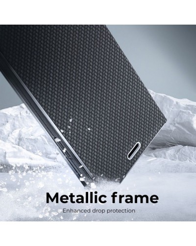 Husă Samsung Galaxy Note 20 Ultra Forcell Luna Book tip carte, ramă metalică, Negru Husă Samsung Galaxy Note 20 Ultra Forcell Luna Book tip carte, ramă metalică, Negru