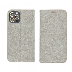 Husă Samsung Galaxy A53 5G Forcell Luna Book tip carte, ramă metalică, Argintiu