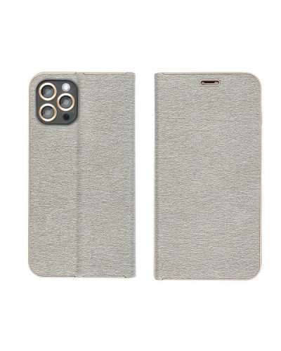 Husă Samsung Galaxy A53 5G Forcell Luna Book tip carte, ramă metalică, Argintiu