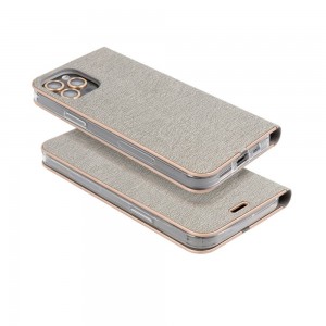 Husă Samsung Galaxy A53 5G Forcell Luna Book tip carte, ramă metalică, Argintiu