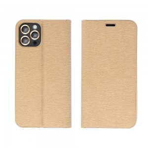 Husă Samsung Galaxy A53 5G Forcell Luna Book tip carte, ramă metalică, Auriu