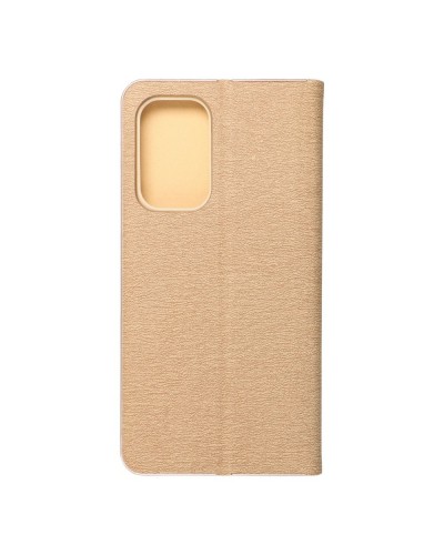 Husă Samsung Galaxy A53 5G Forcell Luna Book tip carte, ramă metalică, Auriu