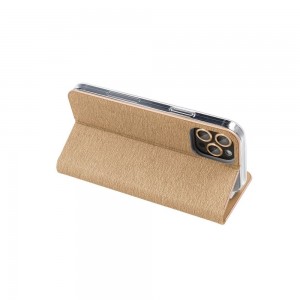 Husă Samsung Galaxy A53 5G Forcell Luna Book tip carte, ramă metalică, Auriu