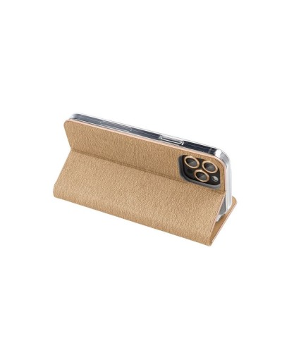 Husă Samsung Galaxy A53 5G Forcell Luna Book tip carte, ramă metalică, Auriu