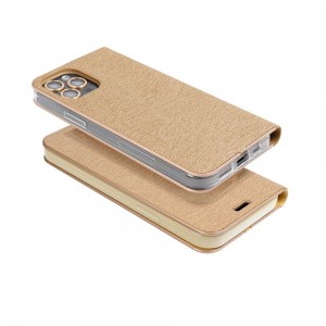 Husă Samsung Galaxy A53 5G Forcell Luna Book tip carte, ramă metalică, Auriu