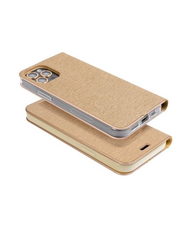Husă Samsung Galaxy A53 5G Forcell Luna Book tip carte, ramă metalică, Auriu