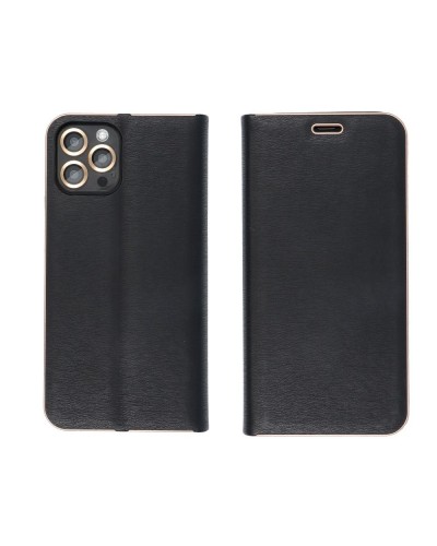 Husă Samsung Galaxy A53 5G Forcell Luna Book tip carte, ramă metalică, Negru