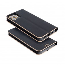 Husă Samsung Galaxy A53 5G Forcell Luna Book tip carte, ramă metalică, Negru