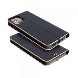 Husă Samsung Galaxy A53 5G Forcell Luna Book tip carte, ramă metalică, Negru