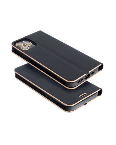 Husă Samsung Galaxy A53 5G Forcell Luna Book tip carte, ramă metalică, Negru