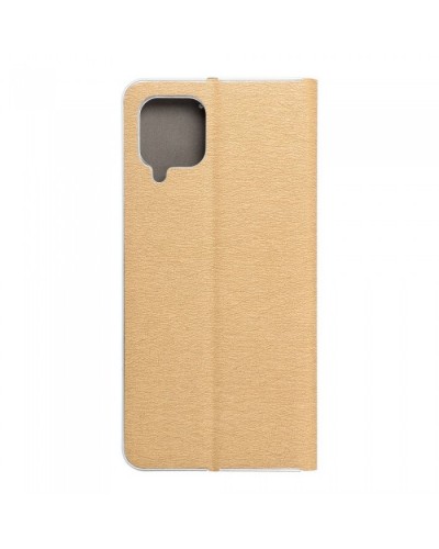 Husă Samsung Galaxy A22 4G Forcell Luna Book tip carte, ramă metalică, Auriu