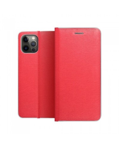 Husă Samsung Galaxy A22 4G Forcell Luna Book tip carte, ramă metalică, Rosu