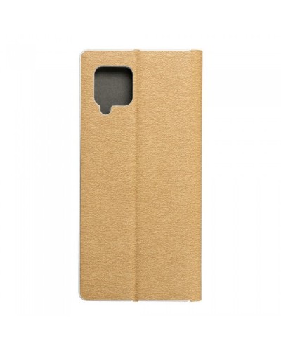 Husă Samsung Galaxy A42 5G Forcell Luna Book tip carte, ramă metalică, Auriu