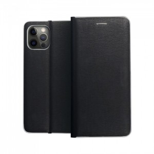 Husă Samsung Galaxy A72 Forcell Luna Book tip carte, ramă metalică, Negru