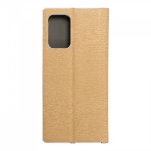 Husă Samsung Galaxy S20 Plus Forcell Luna Book tip carte, ramă metalică, Auriu