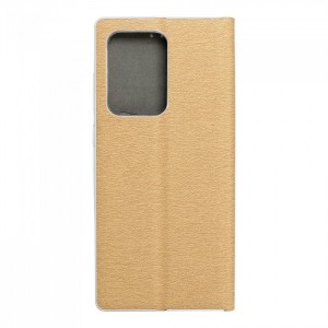 Husă Samsung Galaxy S20 Ultra Forcell Luna Book tip carte, ramă metalică, Auriu