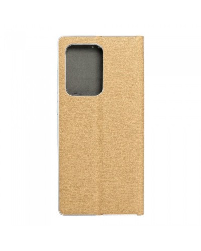 Husă Samsung Galaxy S20 Ultra Forcell Luna Book tip carte, ramă metalică, Auriu