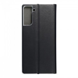 Husă Samsung Galaxy S21 Plus Forcell Luna Book tip carte, ramă metalică, Negru