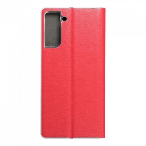 Husă Samsung Galaxy S21 Plus Forcell Luna Book tip carte, ramă metalică, Rosu
