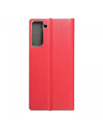 Husă Samsung Galaxy S21 Plus Forcell Luna Book tip carte, ramă metalică, Rosu