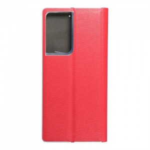 Husă Samsung Galaxy S21 Ultra Forcell Luna Book tip carte, ramă metalică, Rosu